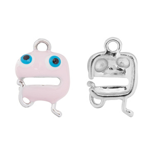 Подвеска с эмалью "Monster", родий, розовый, 1 шт. (#CN-PN-185)