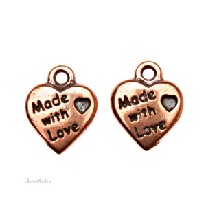 Подвеска "Сделано с любовью", ант. медь, 1 шт. (#TC-2180)