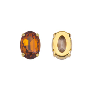 Кристалл в оправе 4120C 14x10 мм Crystalbird - Topaz (#203), золотистый, 1 шт.