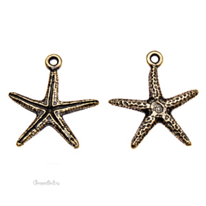 Подвеска "Морская звезда", ант. латунь, 1 шт. (#TC-2232)