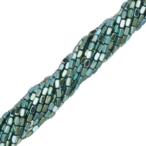 Бусины Геметин, прямоугольные 5x3мм, Scarabaeus Green, нить (#SV-HMT-140)