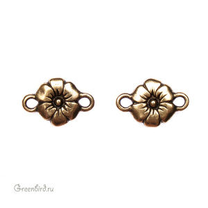 Коннектор "Мексиканский цветок", ант. золото, 1 шт. (#TC-3132)