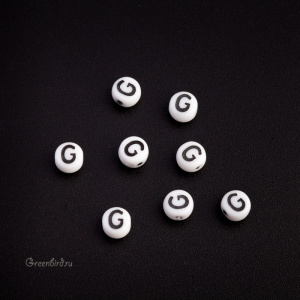 White Letter Beads – Буква "G", 1 шт. (#PB311-07W-G)