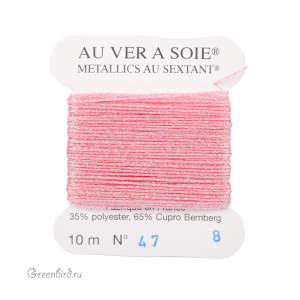 Металлизированная нить Tresse #8 AVAS, розовый AB, 10 м (#8-047)