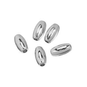 Бусина-трубочка "Рис" 6x3 мм, родий, уп.5 шт. (#CN-BM-009R)