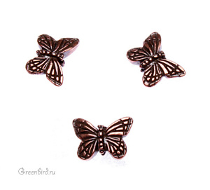 Бусина "Бабочка", ант. медь, 1 шт. (#TC-5520)