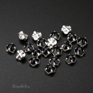 Swarovski 53100 Роза Монтис SS12, серебро, черный (#280), уп. 20 шт.
