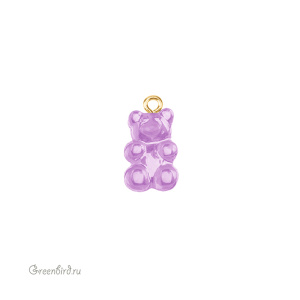 Подвеска "Мармеладный мишка", золото, сиреневый, 1 шт. (#SVA-BASE-084G)