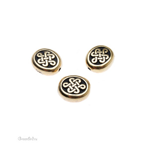 Бусина "Бесконечность" большая, ант. золото, 1 шт. (#TC-5542)