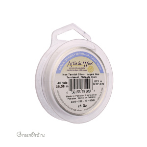 Проволока Artistic Wire 28 Ga Non-Tarnish Silver (AWS-28S-10-40YD)