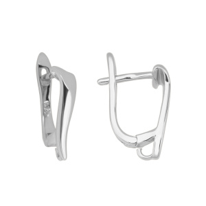 Швензы с английским замком зеркальные, цв. родий, пара (#SV1701-1060R)