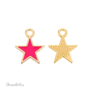 Подвеска с эмалью "Звездочка", золото, розовый неон, 1 шт. (#SV1701-Pendant-47G)