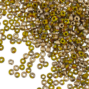 Бисер чешский PRECIOSA Czech круглый 8/0, AGED YLW RED/GRN ETCH AMBER (#83150M-26481), 10 г