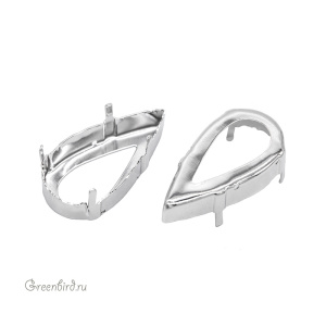 4322 Оправа для Teardrop 30х15 мм, томпак/родий