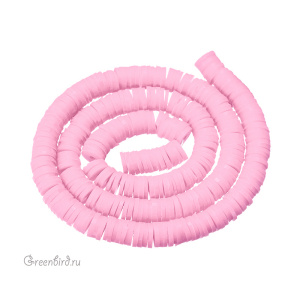 Каучуковые бусины "Диски", светло-розовый, нить (#SVA-RUB-029)  