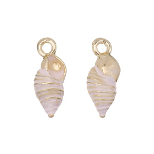 Подвеска с эмалью "Ракушка", золото, нежно-розовый, 1 шт. (#CN-PN-015)