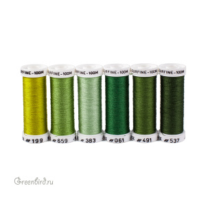 Набор шелковых нитей AVAS Soie Surfine 6 Nuances — Vert Набор шелковых нитей AVAS Soie Surfine 6 Nuances — Vert