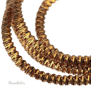 Канитель фигурная "Граненая спираль" 2.6 мм, античное золото (KAN1172)