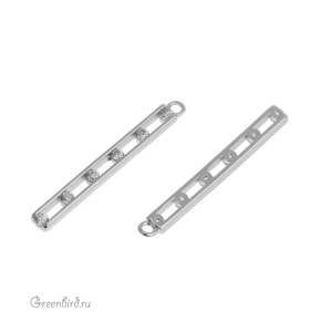 Подвеска-коннектор с фианитами "Разделитель", родий, 1 шт. (#SVA-FIAN-050R)