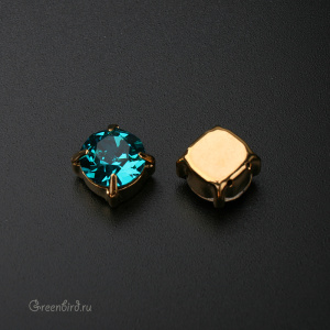 Swarovski 1088 Шатон в оправе SS39, золото, синий циркон (#229), 1 шт.