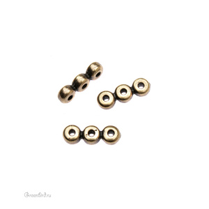 Коннектор-спейсер "Гладкий", ант. латунь, 1 шт. (#TC-3146)