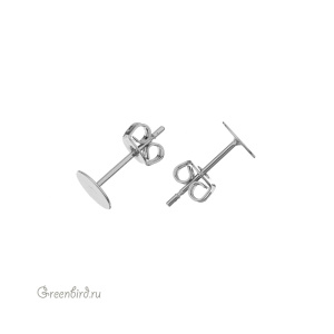 Пуссеты с платформой 6 мм, родий, пара (#SV1701-3004)