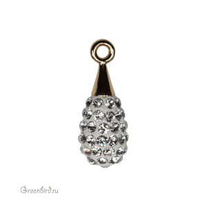 167563 подвеска Pave капля 14mm, золото, Crystal (#001)