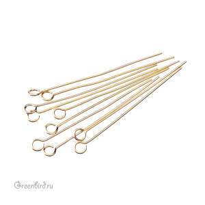 Пины мягкие с колечком 30 мм, золото, 10 шт. (9B635), Корея Пины мягкие с колечком 30 мм, золото, 10 шт. (9B635), Корея