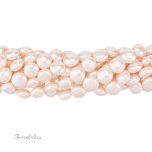 Жемчуг "Майорка" круглый плоский 14 мм, персиковый, нить (#Maj-102)