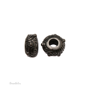 Бусина EURO "Танец спиралей", gunmetal, 1 шт. (#TC-5757)