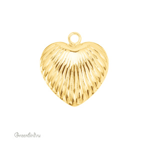 Подвеска "Сердечко-ракушка" 26 мм, золото, 1 шт. (#SV1701-Pendant-98G)