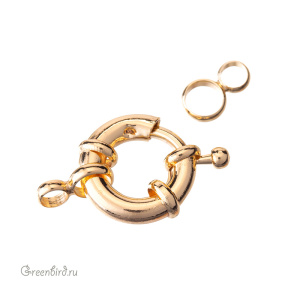Замок-колечко "Штурвал" 15 мм, золото, 1 шт. (SV1701-JS-22G)