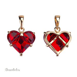 Подвеска "Сердце" с фианитами, золото, Red (#SVA-FIAN-043G)