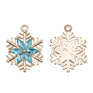 Подвеска "Снежинка" со вставками, цвет: золото, голубой, 1 шт. (#CN-PN-222G)