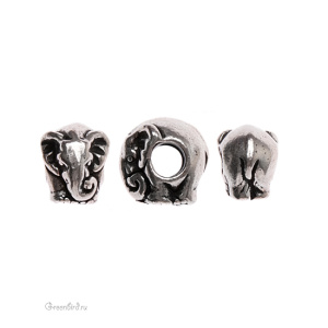 Бусина EURO "Слон", ант. серебро, 1 шт. (#TC-5763)