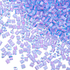 Бисер TOHO Triangle 11/0 окрашенный изнутри, аква/розовый бабл-гам (#937), 10 г