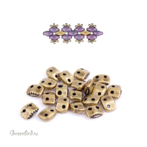 CYMBAL Металлическая бусина SuperDuo "Varidi", ант. латунь, 1 шт. (#SD-01226-AB)