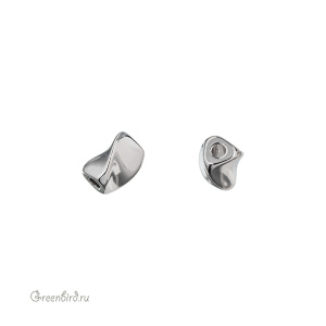 Бусина "Триплет", родий, 1 шт. (9S1360), Корея