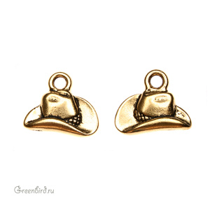 Подвеска "Ковбойская шляпа", ант. золото, 1 шт. (#TC-2283)