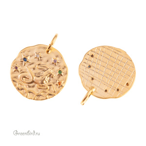 Подвеска с цветными фианитами "Зодиак - Козерог", золото, 1 шт. (#SVA-ZOD-10G)