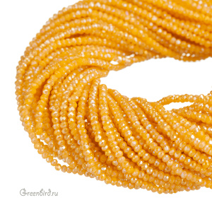 Бусины граненые рондели "Мини", шафрановый глянец, нить (#SVAB214)