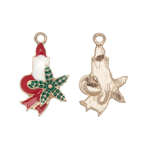 Подвеска с эмалью "Новогодняя свеча", золотистый, 1 шт. (#CN-PN-239)