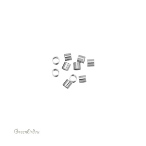 Кримпы-трубочки 2х1,8 мм, родий, уп.10 шт.(#SV1701-CT06R)