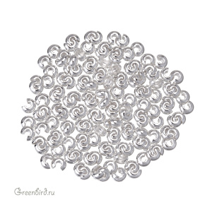 Бусина на кримп гладкая, серебро, 144 шт. (#03SP)