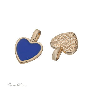 Подвеска с эмалью "Сердечко", золото, синий, 1 шт. (#SV1701-Pendant-14)