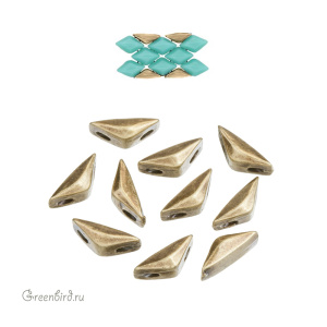 CYMBAL Металлическая боковая бусина GemDuo "Kanava", ант. латунь, 1 шт. (#GD-012842-AB)