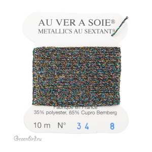 Металлизированная нить Tresse #8 AVAS, меланж/черный, 10 м (#8-034)