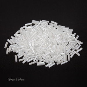 Бисер MIYUKI Bugle 6mm – White Pearl Ceylon (#528), 10 г