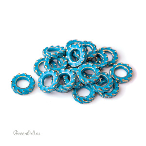 "Стимпанк", коннектор, латунь / голубая патина, 1 шт (#ПЛ1407)