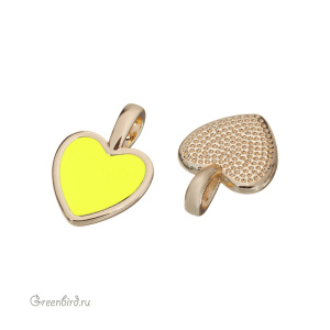 Подвеска с эмалью "Сердечко", золото, желтый, 1 шт. (#SV1701-Pendant-31)